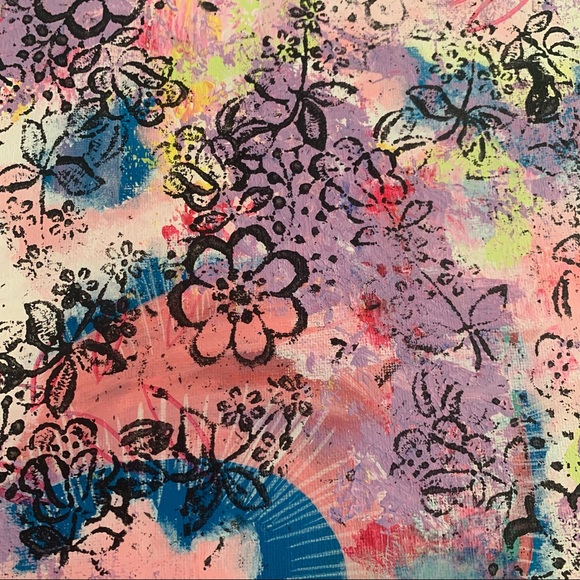 Abstract Floral Canvas Painting Original Acrylic - Picture 6 of 11